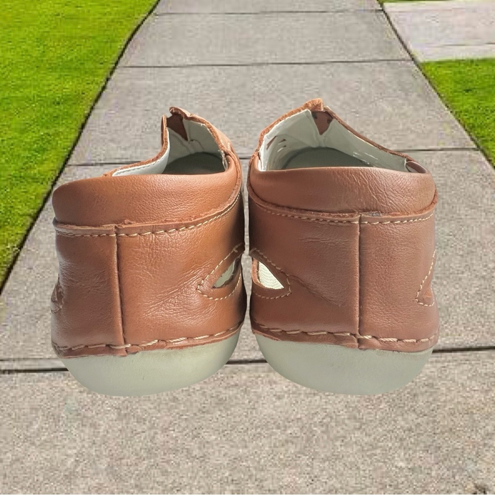 Propet Women’s 8 Dark Tan Leather Cutout Slip-On Shoes - Picture 3 of 7